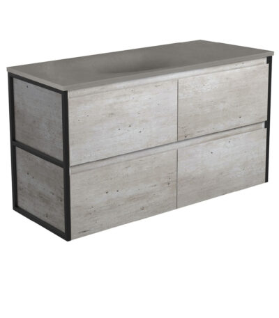 Satori Amato 1200 Industrial Wall-Hung Vanity, Matte Black Frames