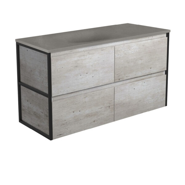 Satori Amato 1200 Industrial Wall-Hung Vanity, Matte Black Frames