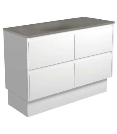 Satori Amato 1200 Satin White Vanity On Kick, Satin White Panels