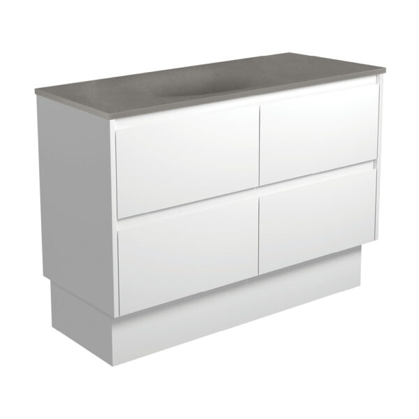 Satori Amato 1200 Satin White Vanity On Kick, Satin White Panels