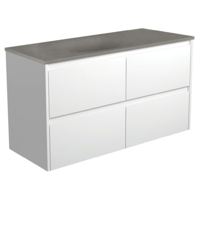 Satori Amato 1200 Satin White Wall-Hung Vanity, Satin White Panels