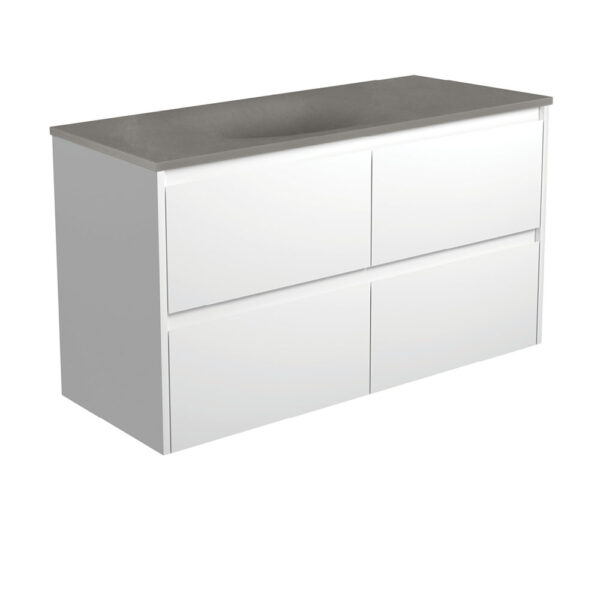 Satori Amato 1200 Satin White Wall-Hung Vanity, Satin White Panels
