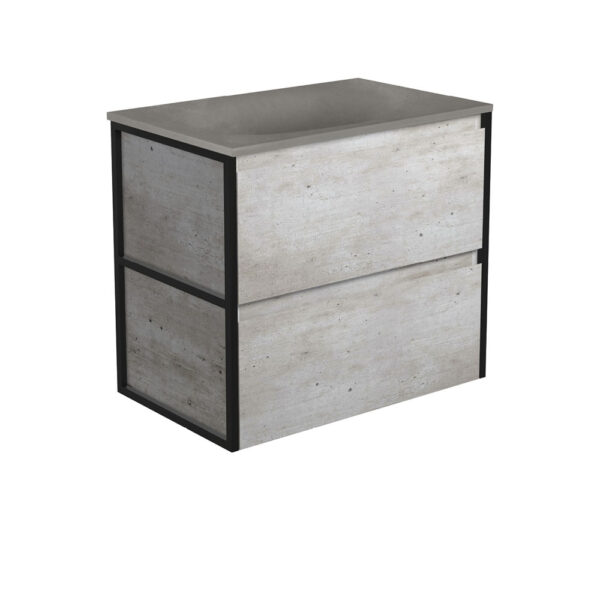 Satori Amato 750 Industrial Wall-Hung Vanity, Matte Black Frames