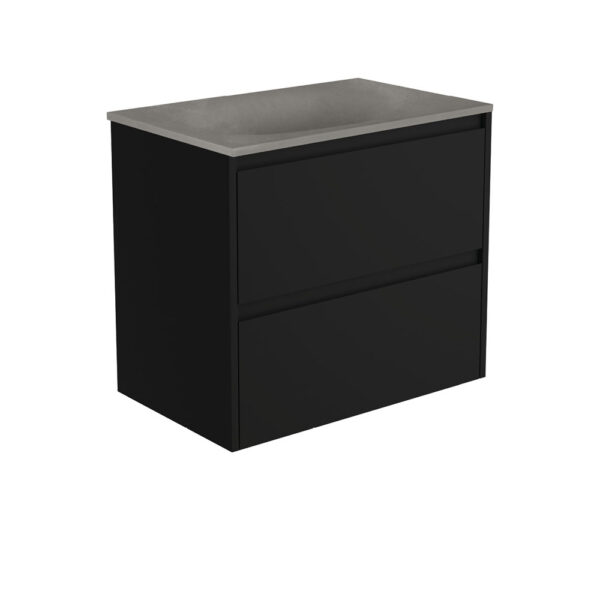 Satori Amato 750 Satin Black Wall-Hung Vanity, Satin Black Panels