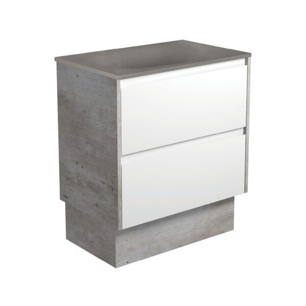 Satori Amato 750 Satin White Vanity On Kick, Industrial Panels