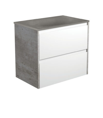 Satori Amato 750 Satin White Wall-Hung Vanity, Industrial Panels