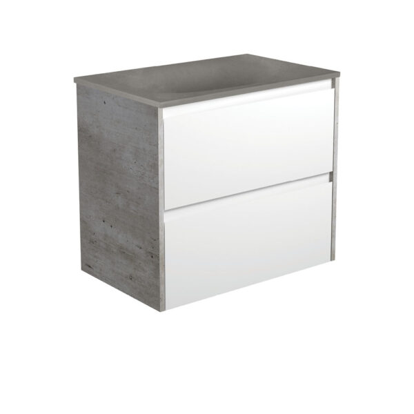 Satori Amato 750 Satin White Wall-Hung Vanity, Industrial Panels