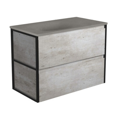 Satori Amato 900 Industrial Wall-Hung Vanity, Matte Black Frames