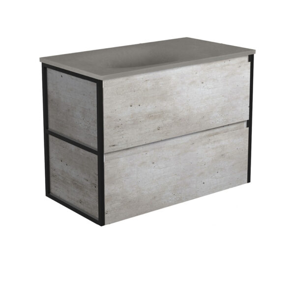 Satori Amato 900 Industrial Wall-Hung Vanity, Matte Black Frames