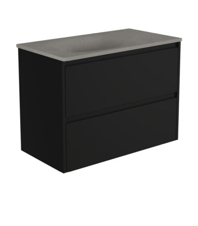 Satori Amato 900 Satin Black Wall-Hung Vanity, Satin Black Panels
