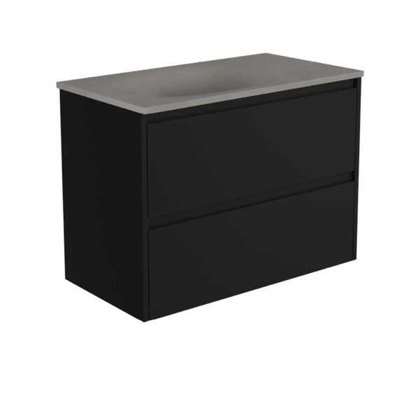 Satori Amato 900 Satin Black Wall-Hung Vanity, Satin Black Panels