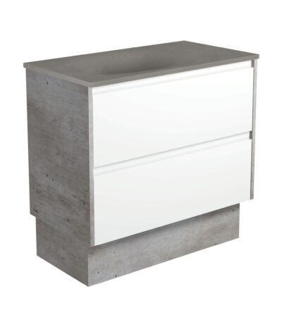 Satori Amato 900 Satin White Vanity On Kick, Industrial Panels