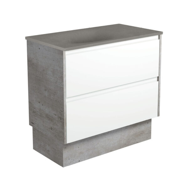 Satori Amato 900 Satin White Vanity On Kick, Industrial Panels