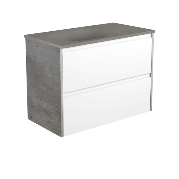 Satori Amato 900 Satin White Wall-Hung Vanity, Industrial Panels