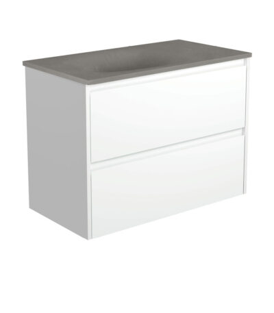 Satori Amato 900 Satin White Wall-Hung Vanity, Satin White Panels