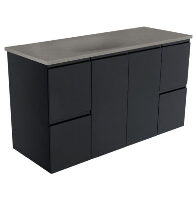 Satori Fingerpull 1200 Satin Black Wall-Hung Vanity