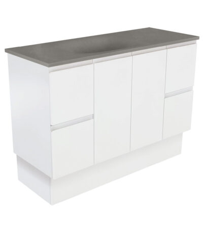 Satori Fingerpull 1200 Satin White Vanity On Kick