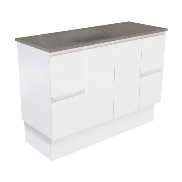 Satori Fingerpull 1200 Satin White Vanity On Kick