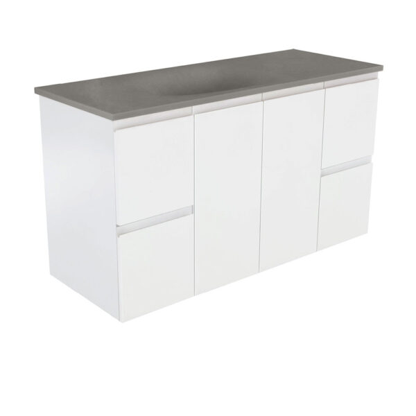 Satori Fingerpull 1200 Satin White Wall-Hung Vanity