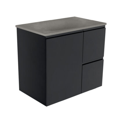 Satori Fingerpull 750 Satin Black Wall-Hung Vanity