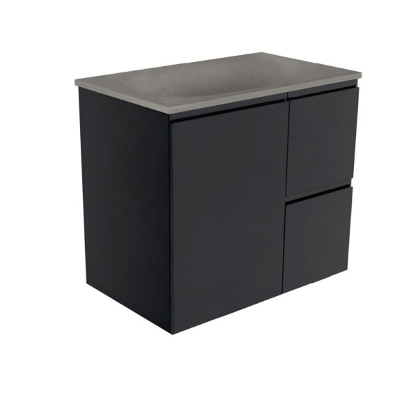 Satori Fingerpull 750 Satin Black Wall-Hung Vanity