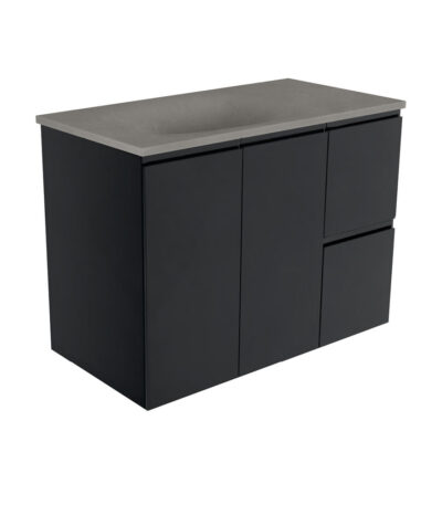 Satori Fingerpull 900 Satin Black Wall-Hung Vanity