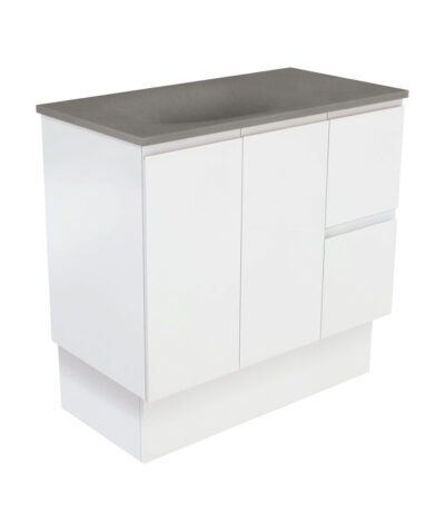 Satori Fingerpull 900 Satin White Vanity On Kick