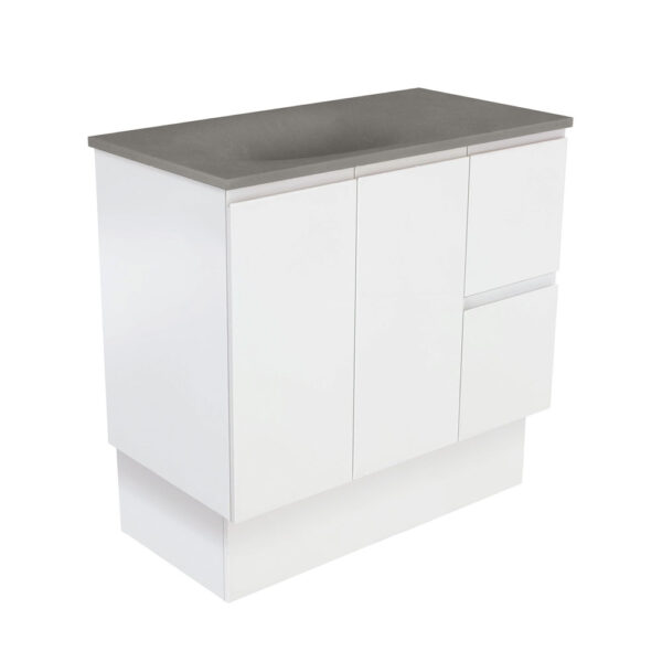Satori Fingerpull 900 Satin White Vanity On Kick
