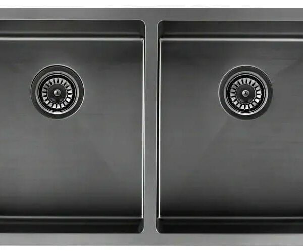 Scratch Resistant Sandblasted Nano Glaze Double Bowl Sink - 760x440x220mm | CJ-SINK-4N-GM