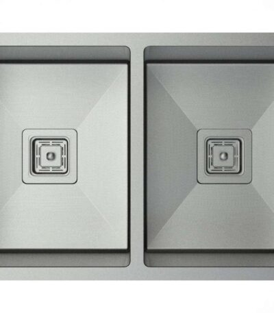 Scratch Resistant Sandblasted Nano Glaze Double Bowl Sink - 760x450x220mm | CJ-SINK-4N