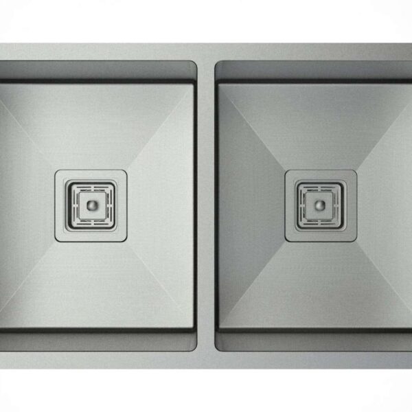 Scratch Resistant Sandblasted Nano Glaze Double Bowl Sink - 760x450x220mm | CJ-SINK-4N