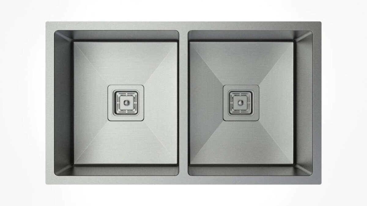 Scratch Resistant Sandblasted Nano Glaze Double Bowl Sink - 760x450x220mm | CJ-SINK-4N