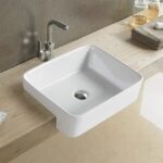 Semi Recess Ceramic Basin - No Overflow - No Tap Hole - Gloss White - Rectangle - 480mm | PSR4837NTH