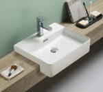 Semi Recess Ceramic Basin - Overflow - Tap Hole - Gloss White - Rectangle - 505mm | PSR5042