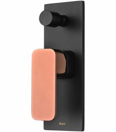 Seto Wall Mixer With Diverter - Black & Rose Gold Handle | HYB66-501MB-R