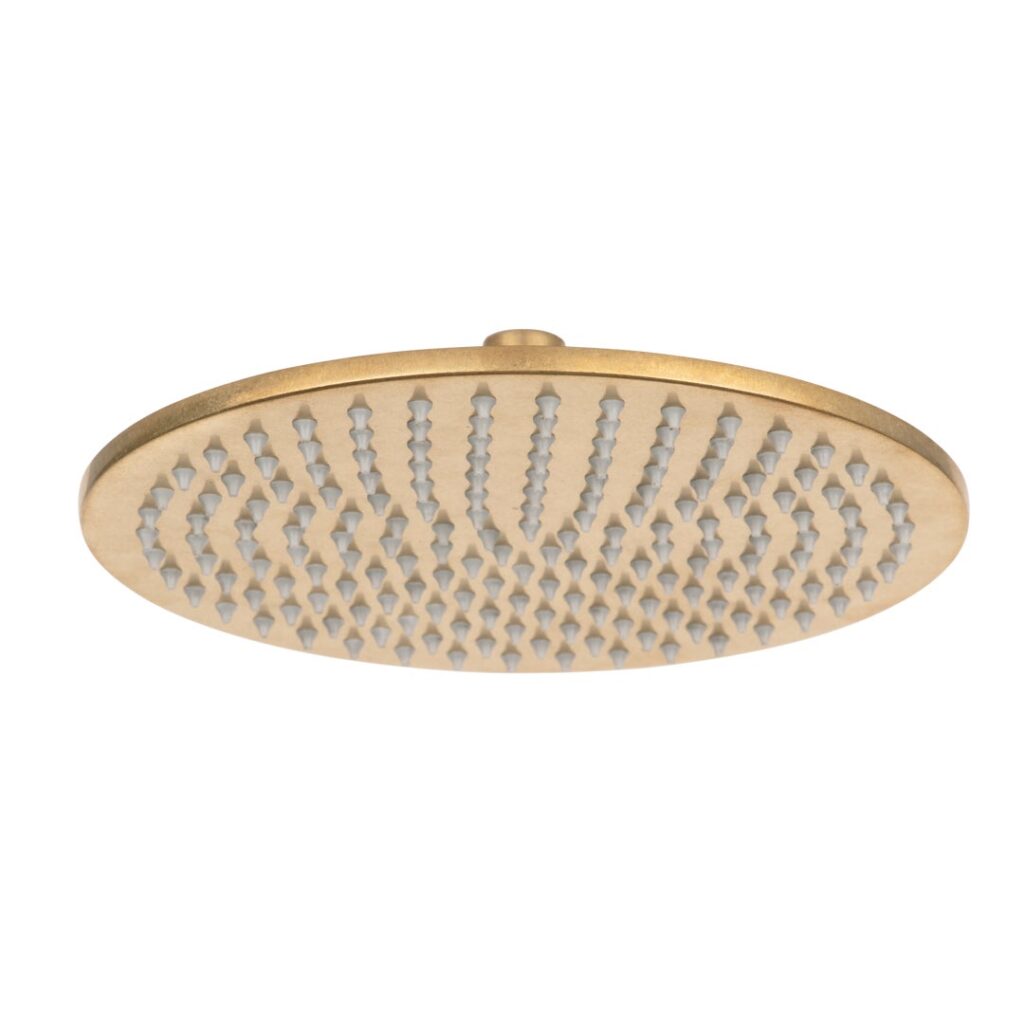Shower Head Round 250mm - Tumbled Aged Brass
