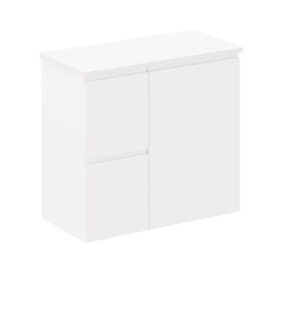 Siska 750mm Ensuite Depth Wall Hung Cabinet, Left Drawers