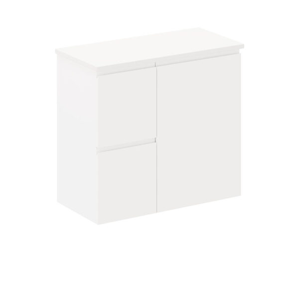 Siska 750mm Ensuite Depth Wall Hung Cabinet, Left Drawers