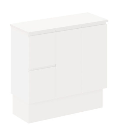 Siska 900mm Ensuite Depth Cabinet on Kick, Left Drawers