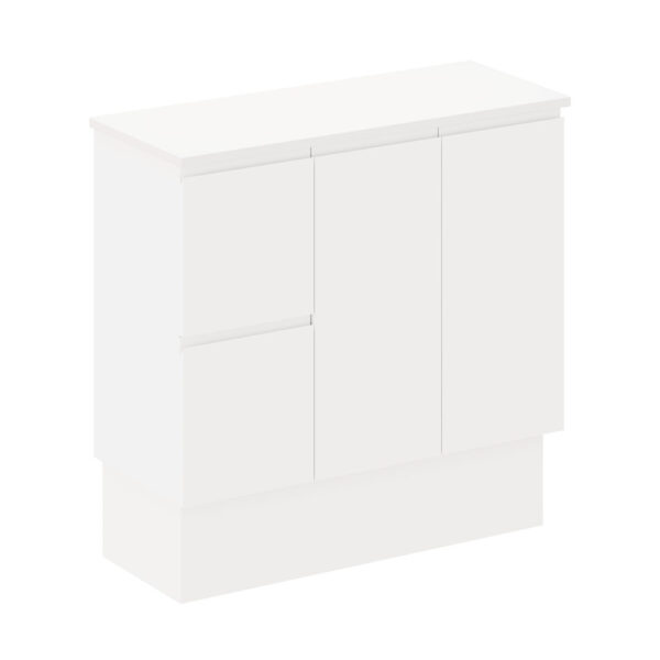 Siska 900mm Ensuite Depth Cabinet on Kick, Left Drawers