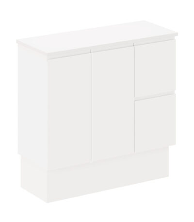 Siska 900mm Ensuite Depth Cabinet on Kick, Right Drawers