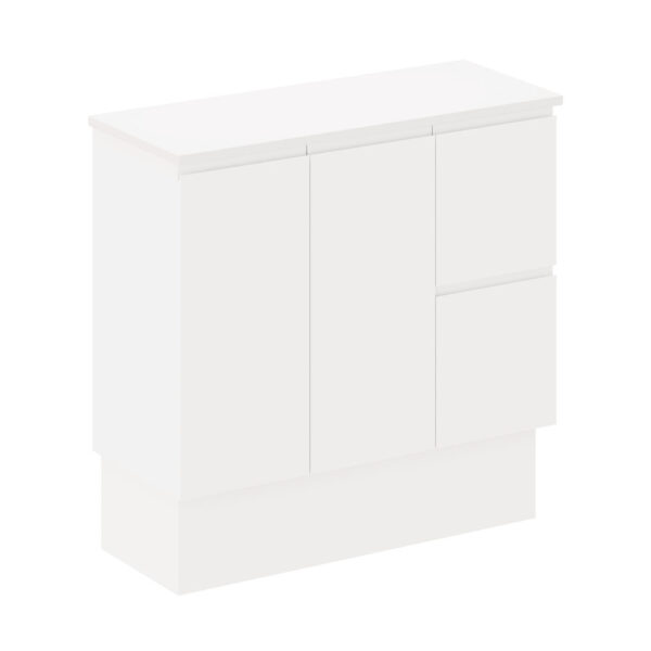 Siska 900mm Ensuite Depth Cabinet on Kick, Right Drawers