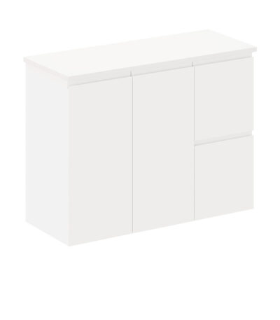 Siska 900mm Ensuite Depth Wall Hung Cabinet, Right Drawers
