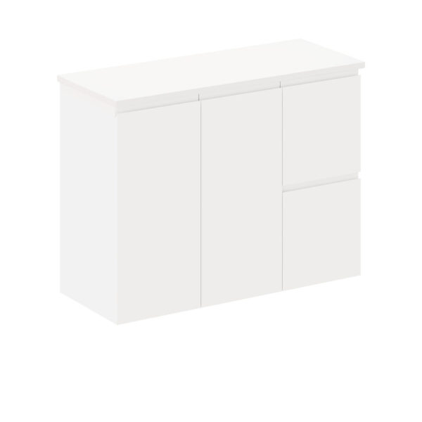 Siska 900mm Ensuite Depth Wall Hung Cabinet, Right Drawers