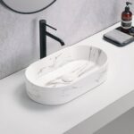 Size: 525*300*115mm, Carrarra Matte White with Gold Vein | PA5230CRA