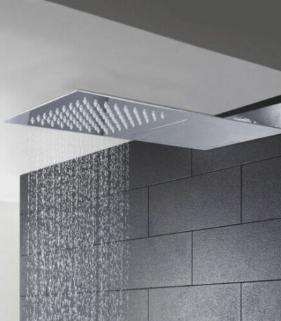 Slim Rectangle Wall Mount Chrome Shower Head Faucet Mixer Rain/Waterfall Spout | SHW.CH