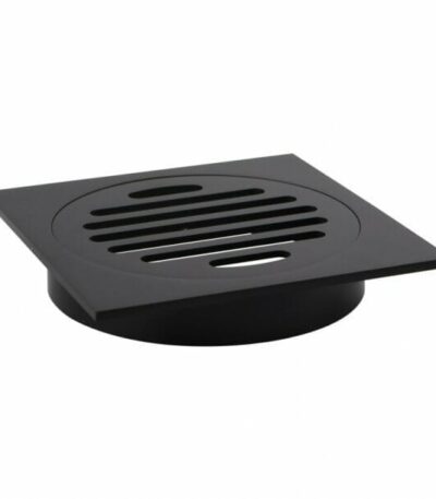 Square Black Brass Floor Waste Shower Grate Drain Outlet 100mm