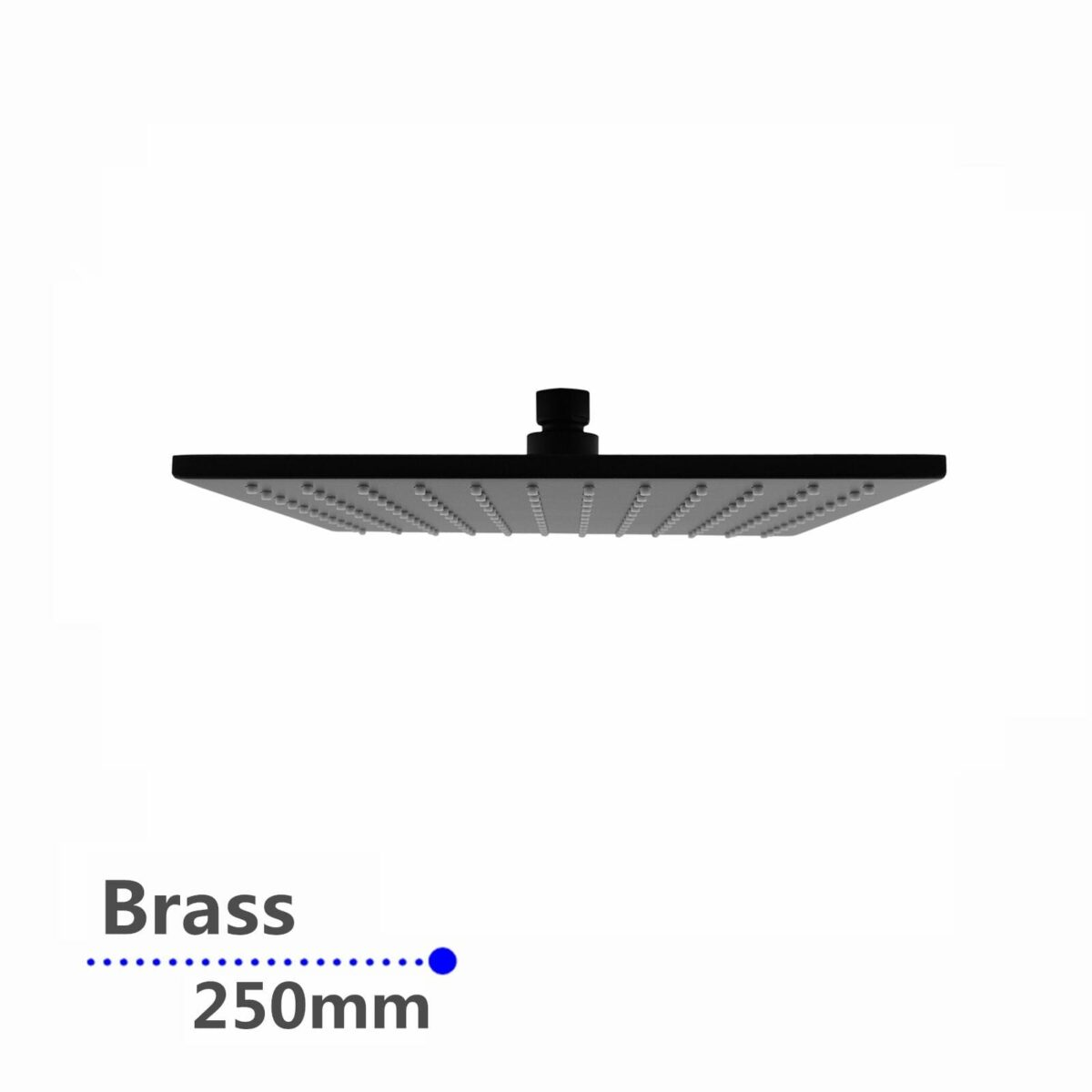 Square Black Brass Rainfall Shower Head 250mm | OX0135.SH