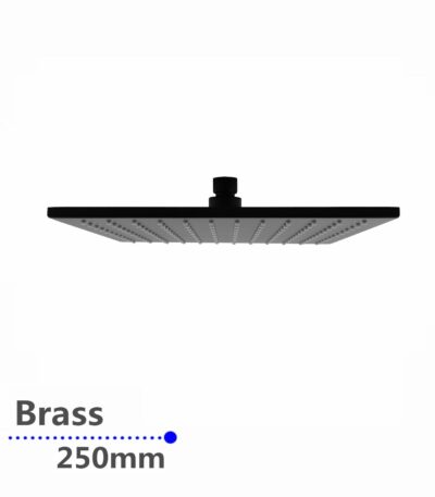 Square Black Brass Rainfall Shower Head 250mm | OX0135.SH