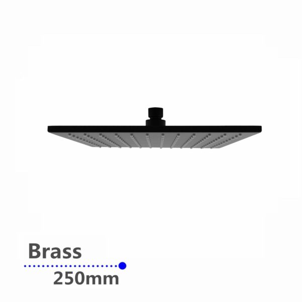 Square Black Brass Rainfall Shower Head 250mm | OX0135.SH
